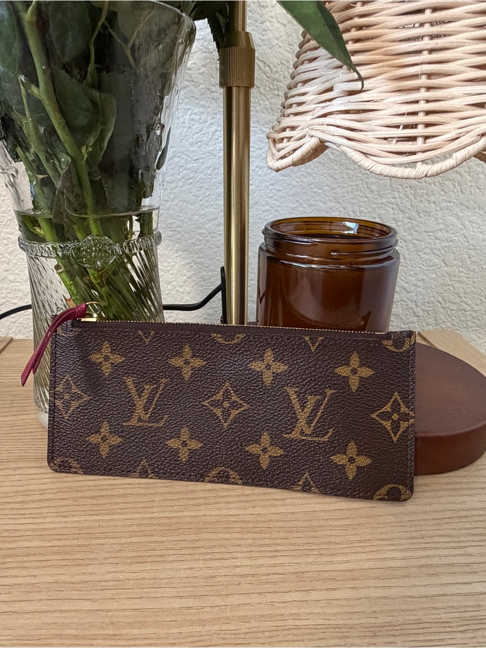 FIRM PRICE: Authentic Louis Vuitton Monogram Card Holder with magenta Zip